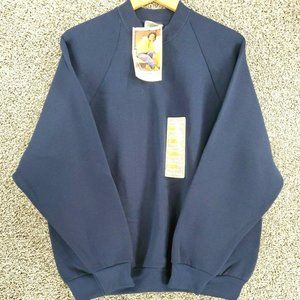 Fruit Of The Loom Vintage Women's Dark Blue Blank Sweatshirt Crewneck 1990s XL